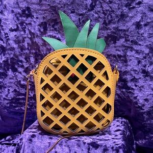 Pineapple Design Yellow Crossbody Bag~Two Pieces